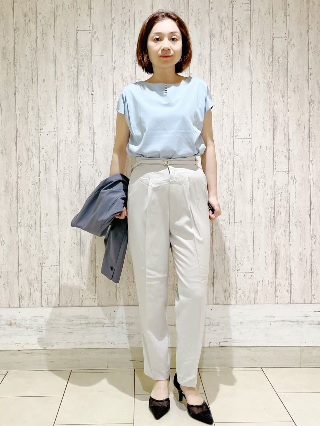kcさんの「index｜ストレッチテーパードパンツ【洗濯機洗い可／吸水速乾／防シワ】」を使ったコーディネート