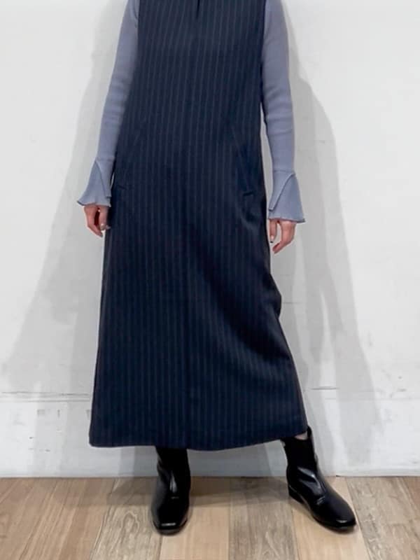 山さんさんの「grove｜【2WAY/美シルエット】着こなし自在のジャンドレワンピース」を使ったコーディネート