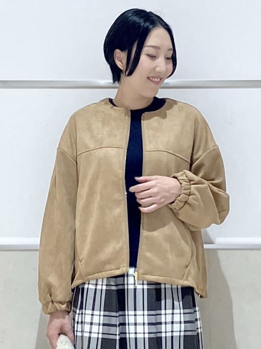 eriko さんの「Dessin｜【セットアップ可・洗える】マシュマロスウェードジップブルゾン」を使ったコーディネート