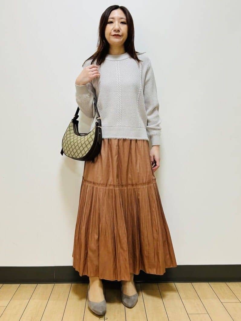 miiiさんの「Reflect｜【ほんのりラメ感◎】ケーブル柄ニット」を使ったコーディネート