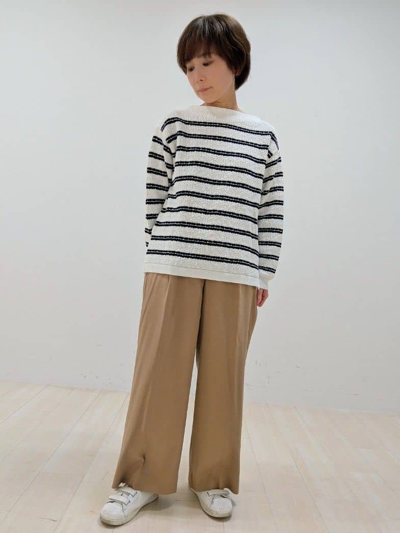 nishiさんの「Reflect｜◆ボートネックボーダーニット」を使ったコーディネート