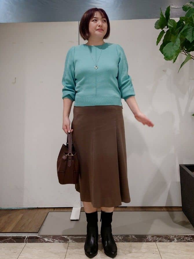 ゆうちゃさんの「Reflect｜【選べる8色／スカートにもパンツにも◎】ウール混ボートネックニット」を使ったコーディネート
