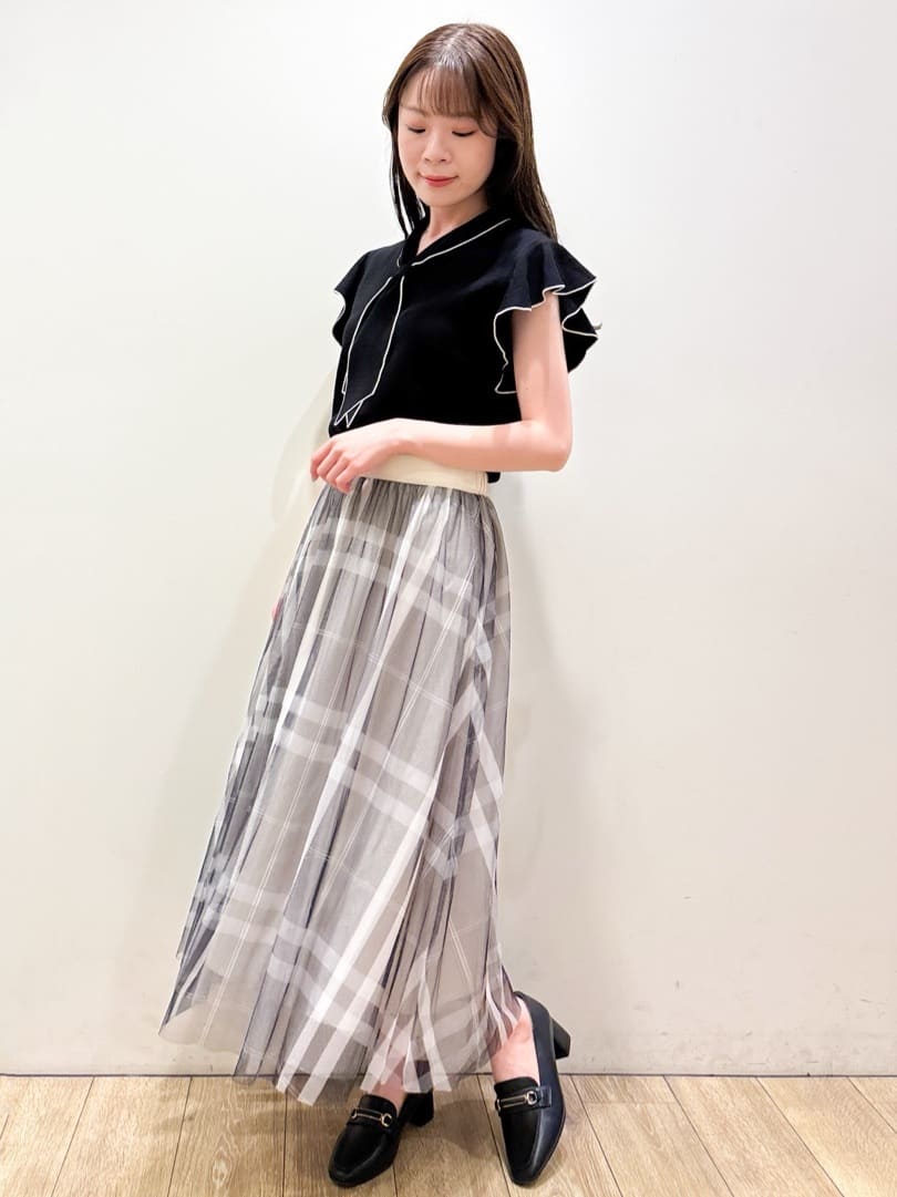 ayaさんの「index｜フレアスリーブボウタイニット【洗濯機洗い可／接触冷感／抗ピル】」を使ったコーディネート