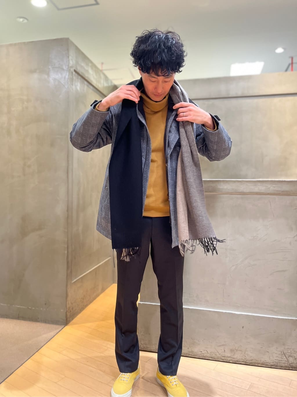 mutoさんの「TAKEO KIKUCHI｜【3WAY】ジャカード グレンチェック ダウンライナー ブルゾン」を使ったコーディネート