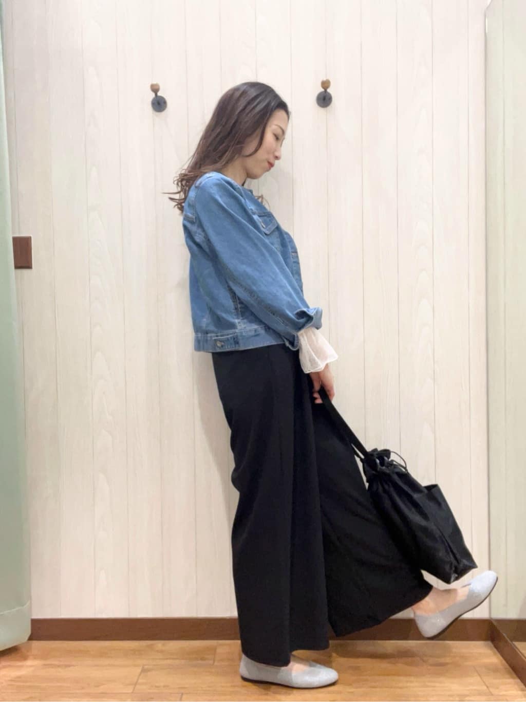 カンチャンさんの「SHOO･LA･RUE｜◆【S-LL】重ね着コーデで差をつける お袖チュールリブトップス」を使ったコーディネート