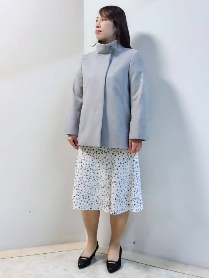 エリさんの「Reflect｜【SS-4Lサイズ／衿が顔に当たらない◎】スタンドネックミドルコート」を使ったコーディネート