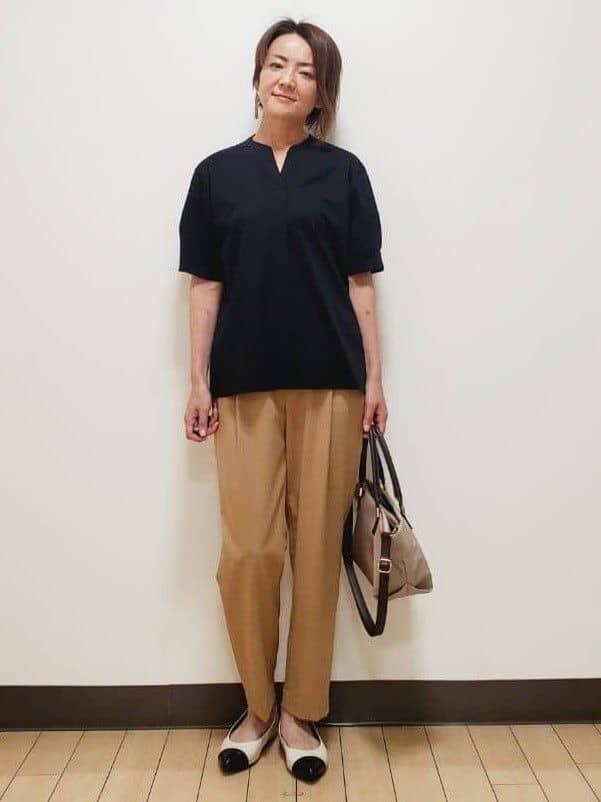 yuuさんの「Reflect｜【すっきり見え！長め丈／マシンウォッシュ可】スキッパーネックジャージトップス」を使ったコーディネート