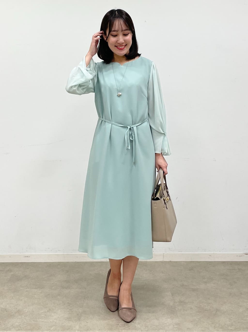 yukariさんの「Reflect｜【SS-4Lサイズ／付属リボン】スリーブデザインジョーゼットワンピース」を使ったコーディネート