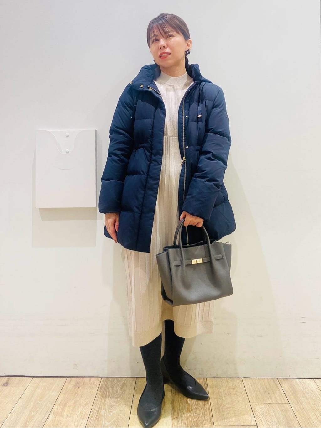 YUKOさんの「index｜ラメフェザープルオーバーセット ニットワンピース【洗濯機OK】《XS～LL》」を使ったコーディネート
