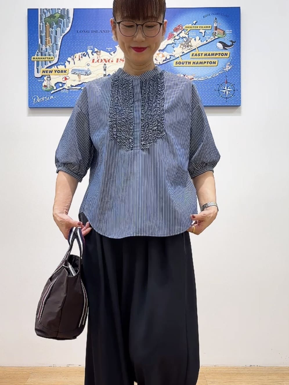 Yasucoさんの「Dessin｜【洗える】フリルバンドカラー五分袖ブラウス」を使ったコーディネート