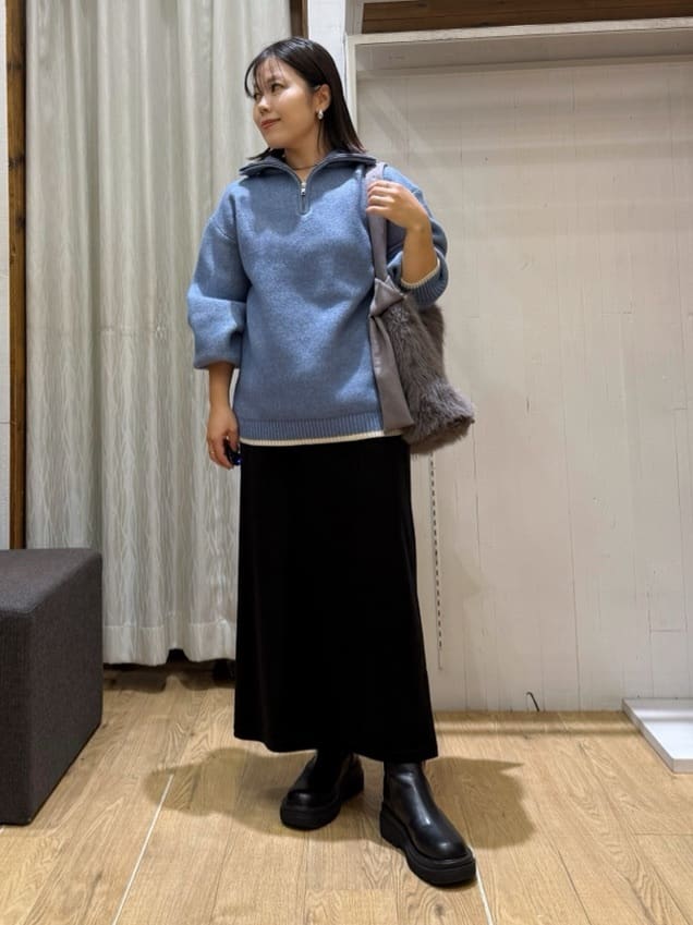 chさんの「THE SHOP TK｜【洗える】ほど良くラフで女性らしい ハーフZIPニット」を使ったコーディネート