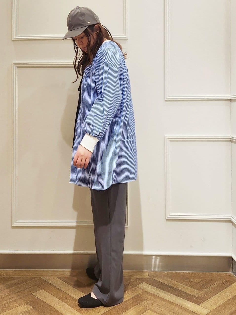Pさんの「SHOO･LA･RUE｜◆【洗える/S-LL】リブでこなれ感 ゆるっと着られる ロングシャツ」を使ったコーディネート