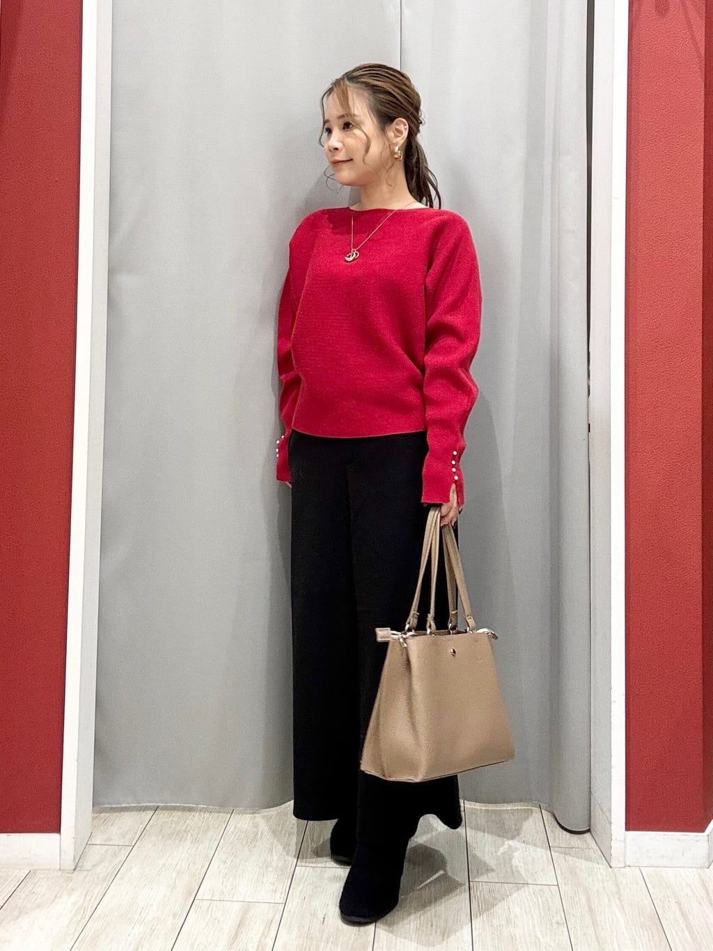 shioさんの「SHOO･LA･RUE｜【洗濯機可】美脚見え あったか圧縮ニット ガウチョパンツ」を使ったコーディネート