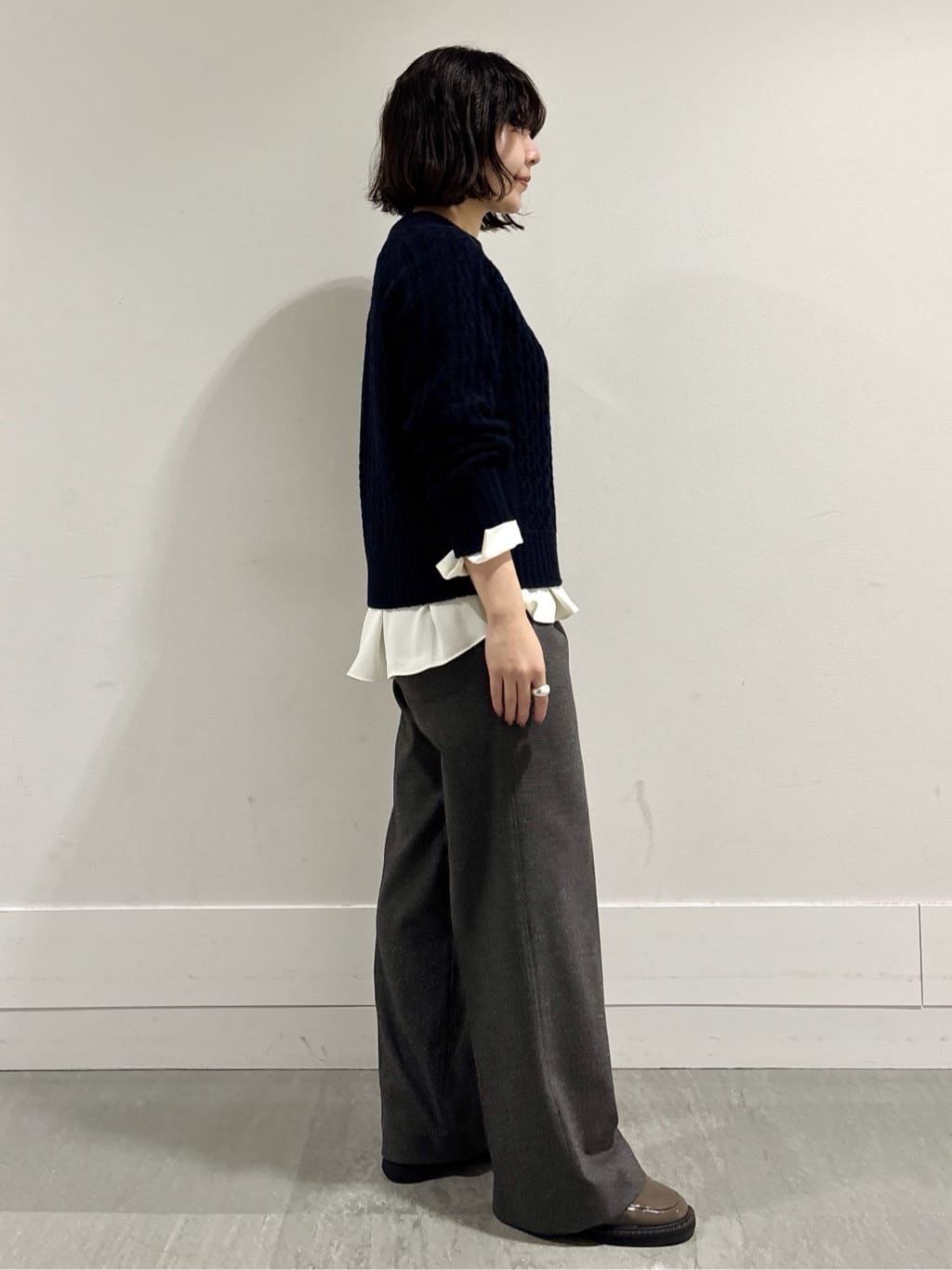 モエカさんの「UNTITLED｜【洗える】スポンディッシュ ケーブル柄ニット」を使ったコーディネート