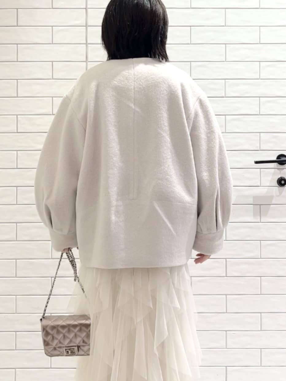 しおりさんの「OPAQUE.CLIP｜ビック襟ケーブルニット【洗濯機OK／抗ピル】」を使ったコーディネート