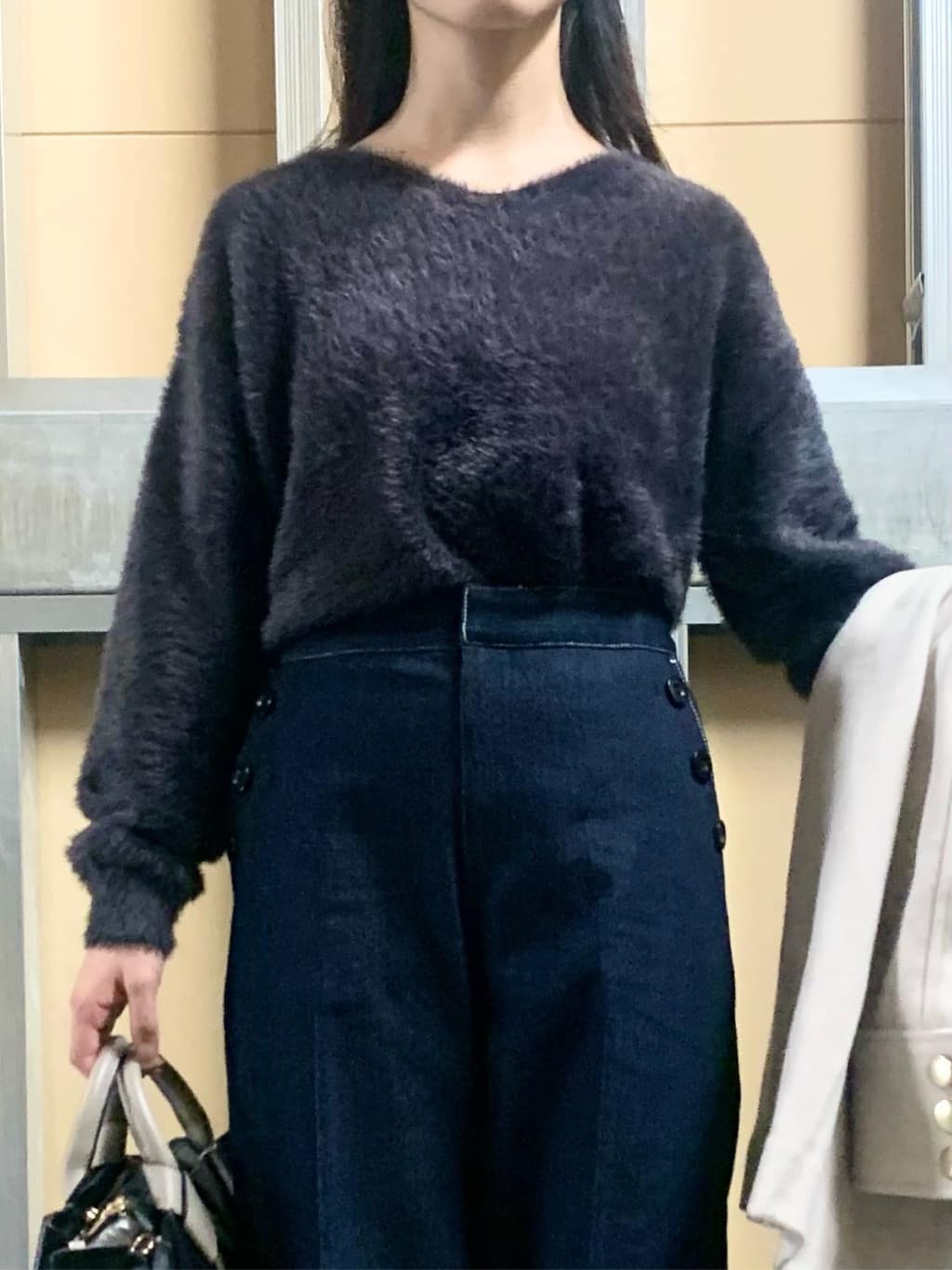 sahoさんの「THE SHOP TK｜クラシカルな装い ウールライクスタンドカラーコート」を使ったコーディネート