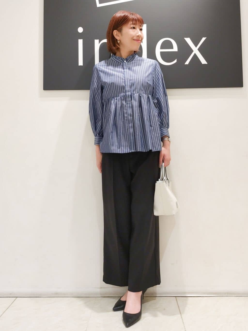 n.さんの「index｜◆ストレッチノーカラーコート【洗濯機洗い可／イージーアイロン】」を使ったコーディネート