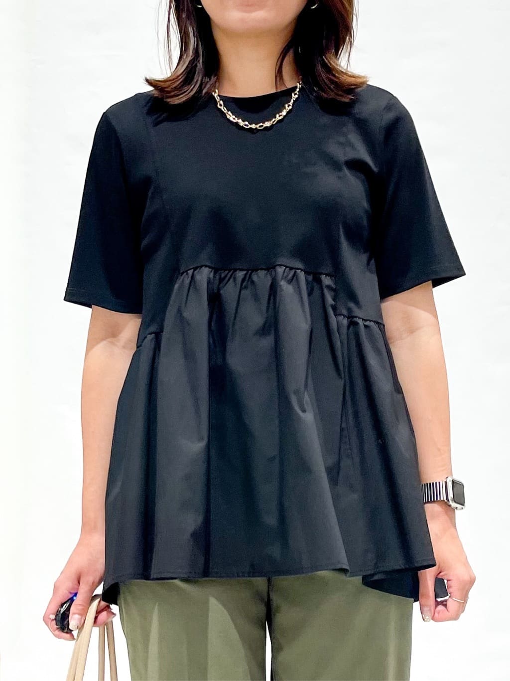 yuka.aさんの「OPAQUE.CLIP｜ストレッチベイカーパンツ／オーガニックコットン混【洗濯機洗い可／ストレッチ】」を使ったコーディネート