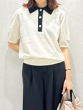 Miwaさんの「UNTITLED｜【トレンド/きれいめ】5分袖ポロニット」を使ったコーディネート