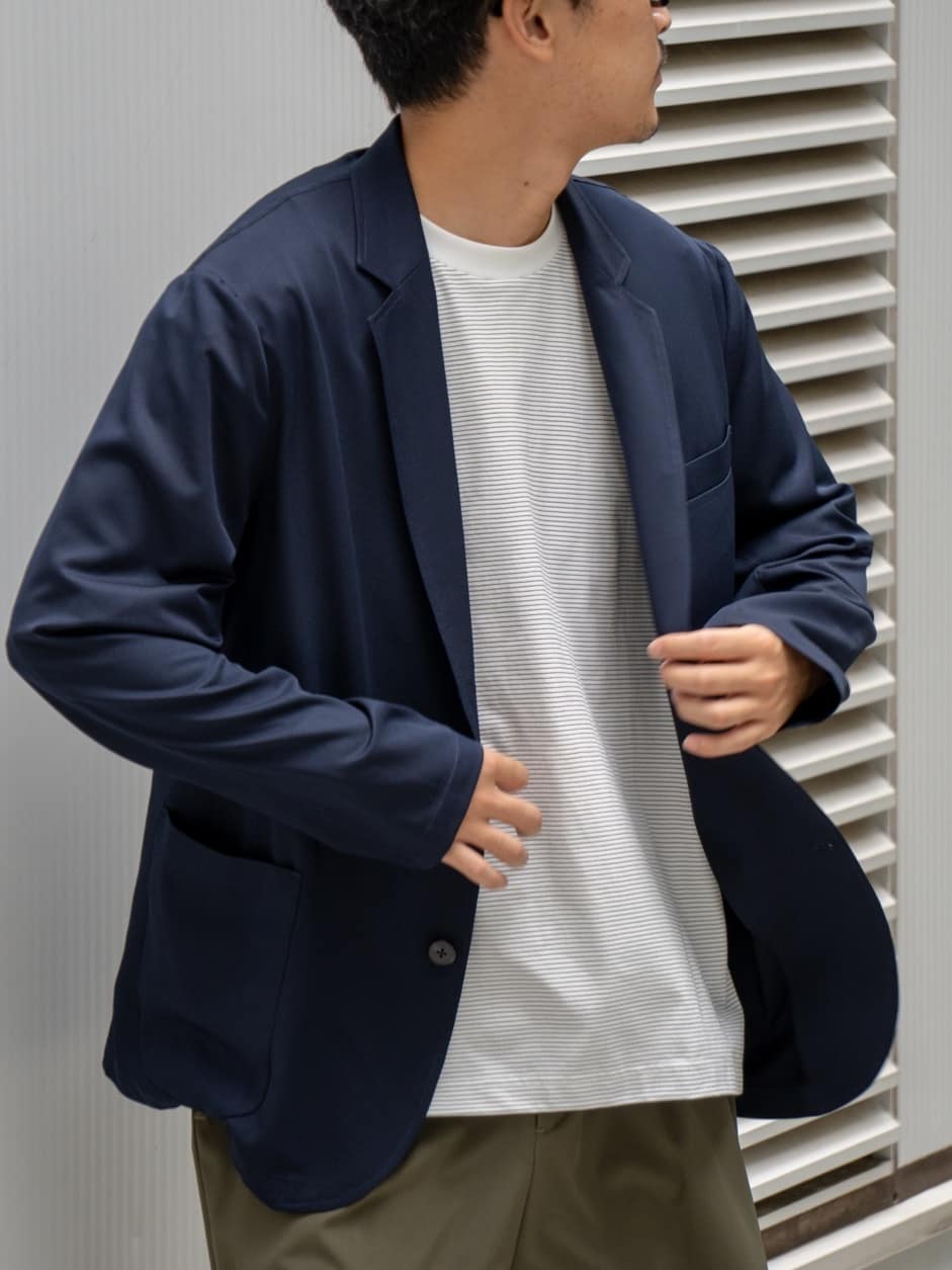 FUMIYAさんの「THE SHOP TK｜スムースファイバーリラックスジャケット 【セットアップ可／UVカット／イージーケア／洗濯機OK】」を使ったコーディネート