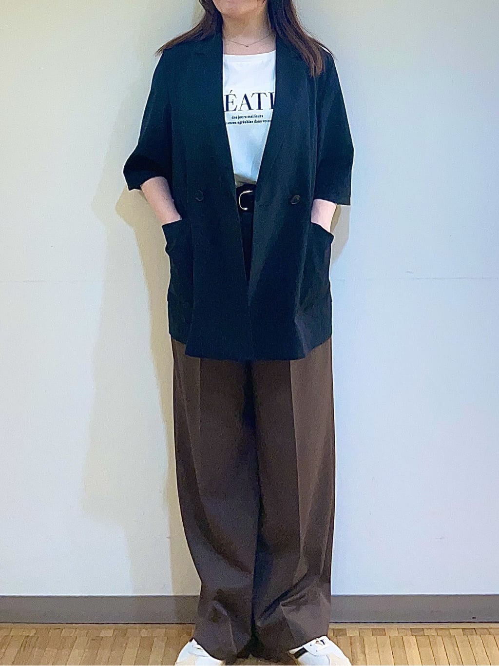 フナキさんの「UNTITLED｜【吸水速乾/洗える】ハーフスリーブジャケット」を使ったコーディネート
