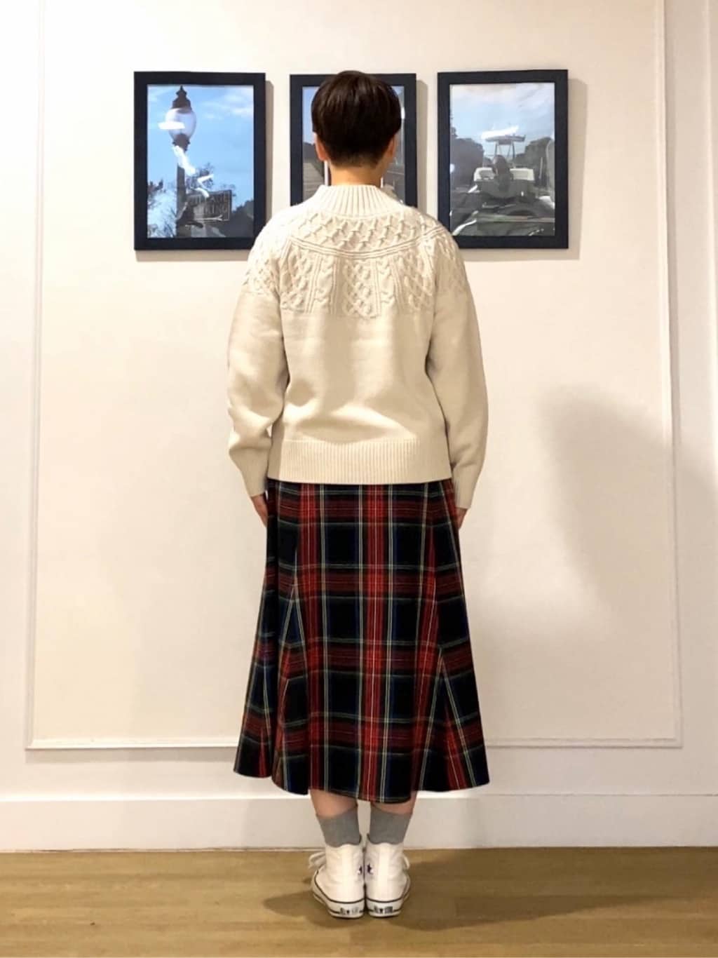 Hiroさんの「Dessin｜【洗える】チェック柄起毛フレアスカート」を使ったコーディネート