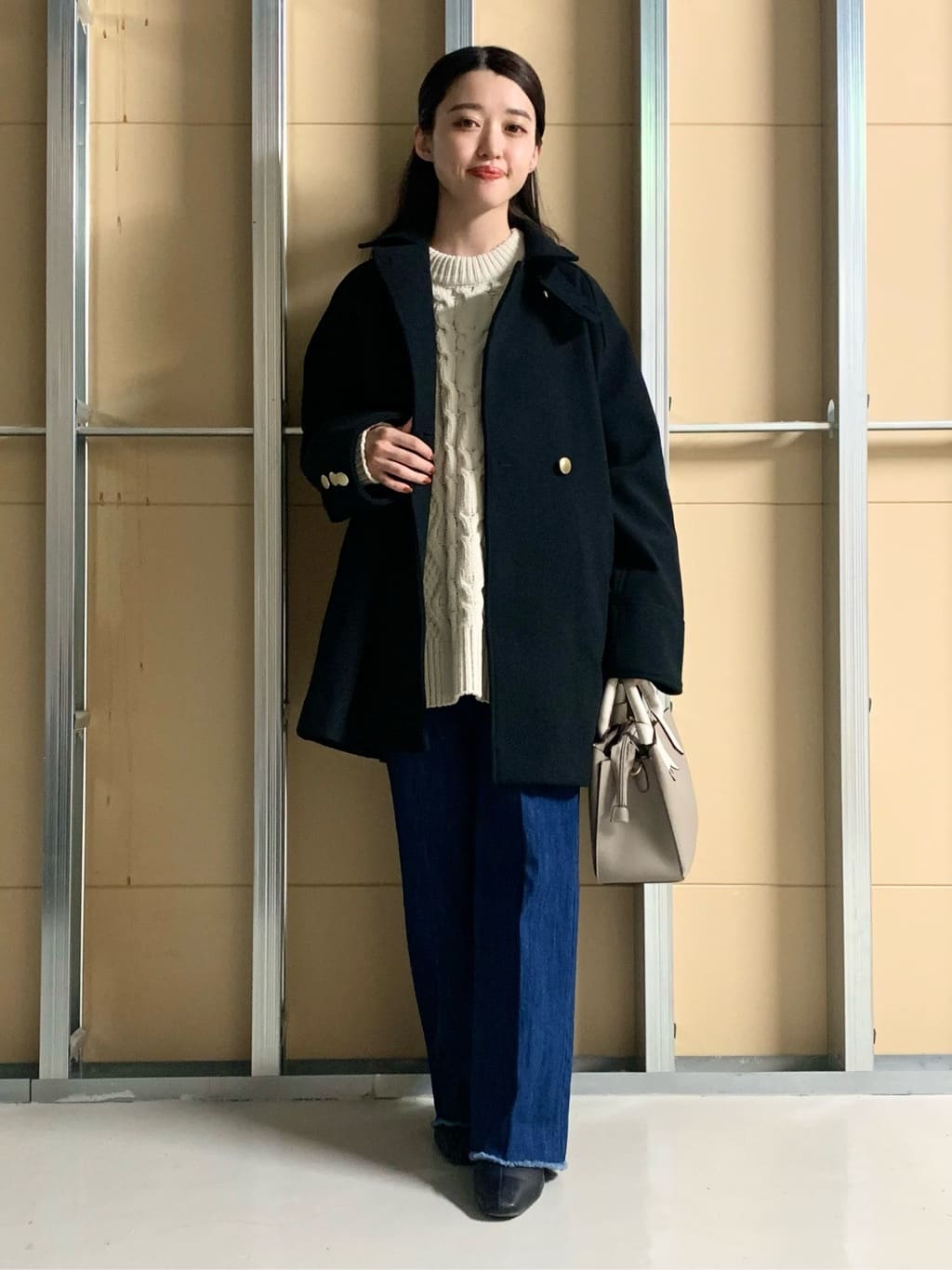 sahoさんの「THE SHOP TK｜クラシカルな装い ウールライクスタンドカラーコート」を使ったコーディネート