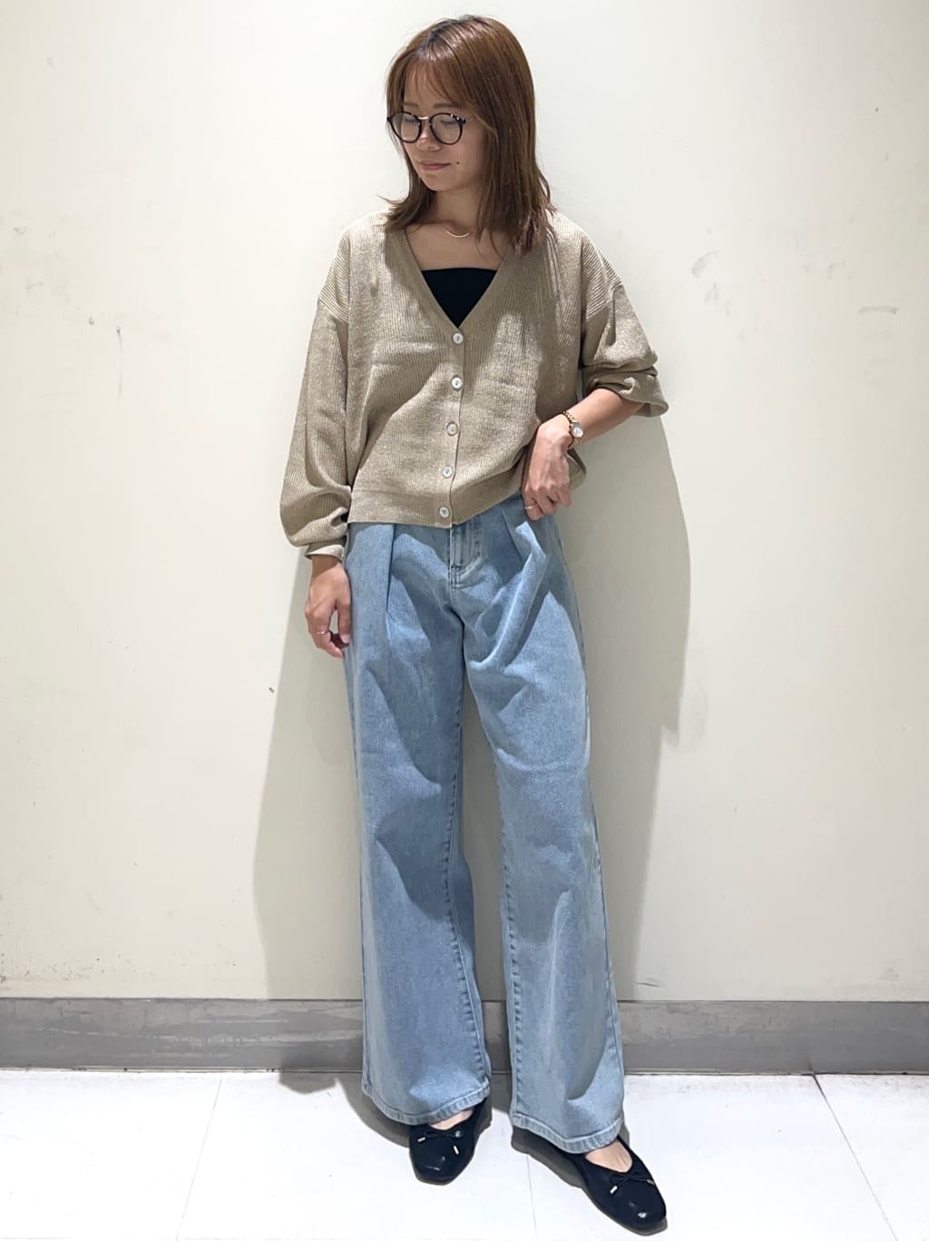 meeさんの「OPAQUE.CLIP｜ワイドストラップリブキャミソール【ストレッチ／洗濯機洗い可】」を使ったコーディネート
