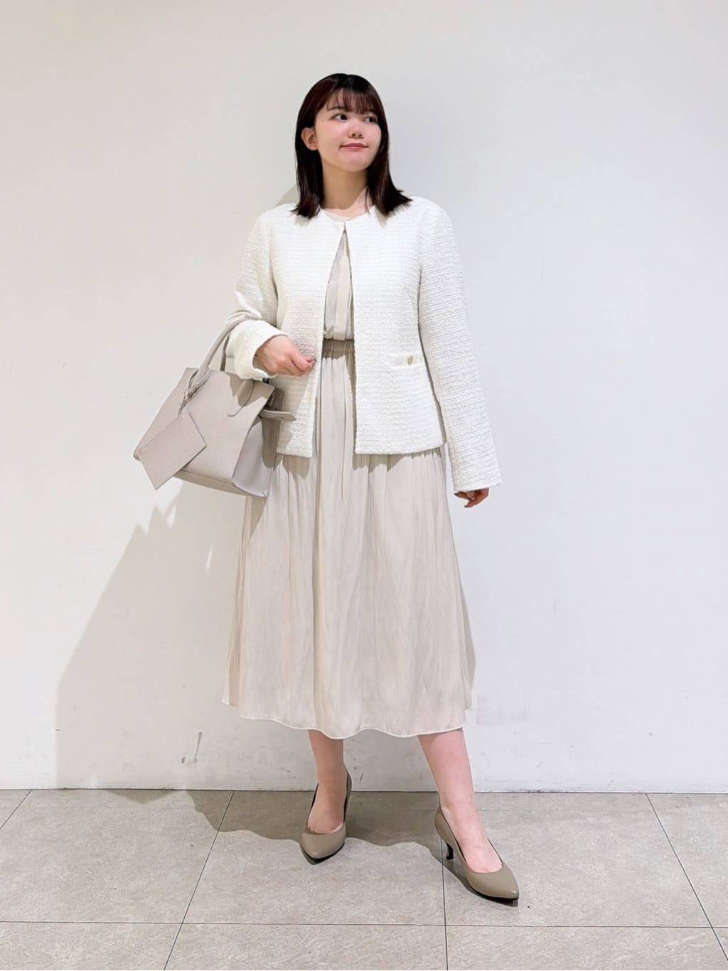 emikaさんの「INDIVI｜【セレモニー／洗える】ミックスツイードライトジャケット」を使ったコーディネート