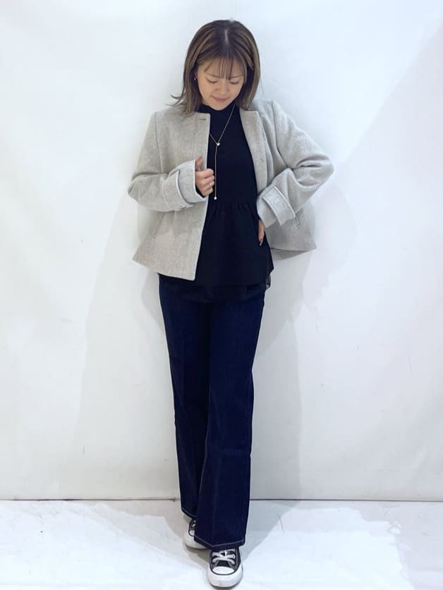 manaさんの「OPAQUE.CLIP｜《丈が選べる》ストレートデニムパンツ【洗濯機洗い可】」を使ったコーディネート