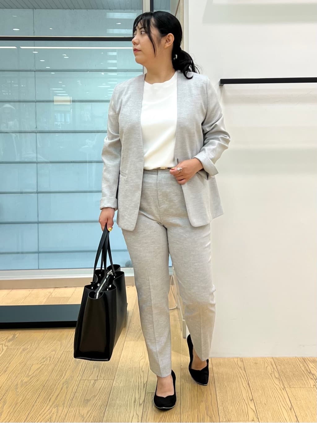shimaさんの「INDIVI｜【合皮／10mm幅】フックベルト」を使ったコーディネート
