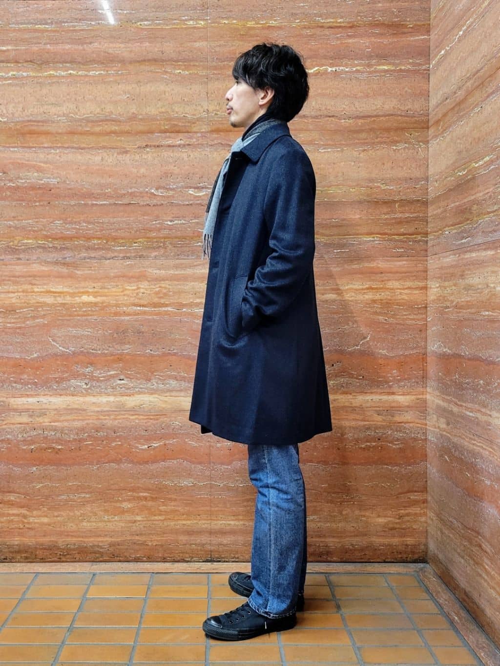 piroyaさんの「TAKEO KIKUCHI｜カシミヤブレンド ビーバー調ステンカラーコート」を使ったコーディネート