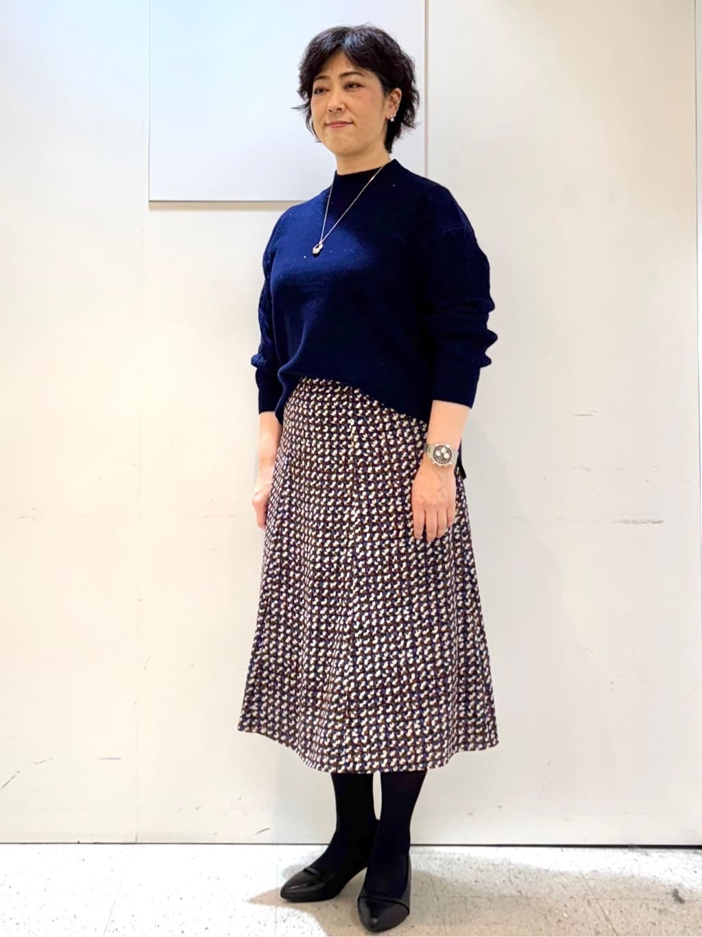 ヤスコさんの「Reflect｜【一枚で着映え◎／ゆったりシルエット】ラメ&times;スパンコールウール混ニット」を使ったコーディネート