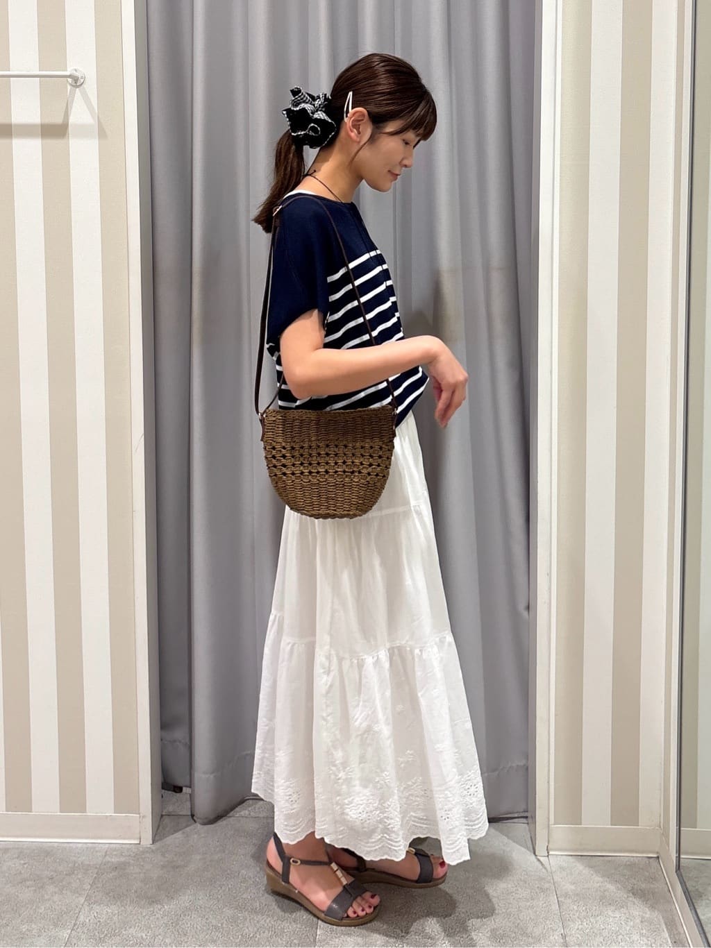 Rikaさんの「SHOO･LA･RUE｜【ひんやり/S-LL】さらさらな肌触りが心地よい フレンチスリーブニット」を使ったコーディネート