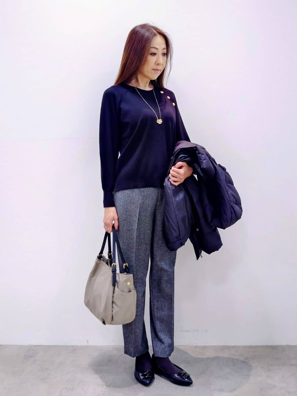 yoshiさんの「Reflect｜【SS-4Lサイズ】フーデッドミドルダウンコート」を使ったコーディネート