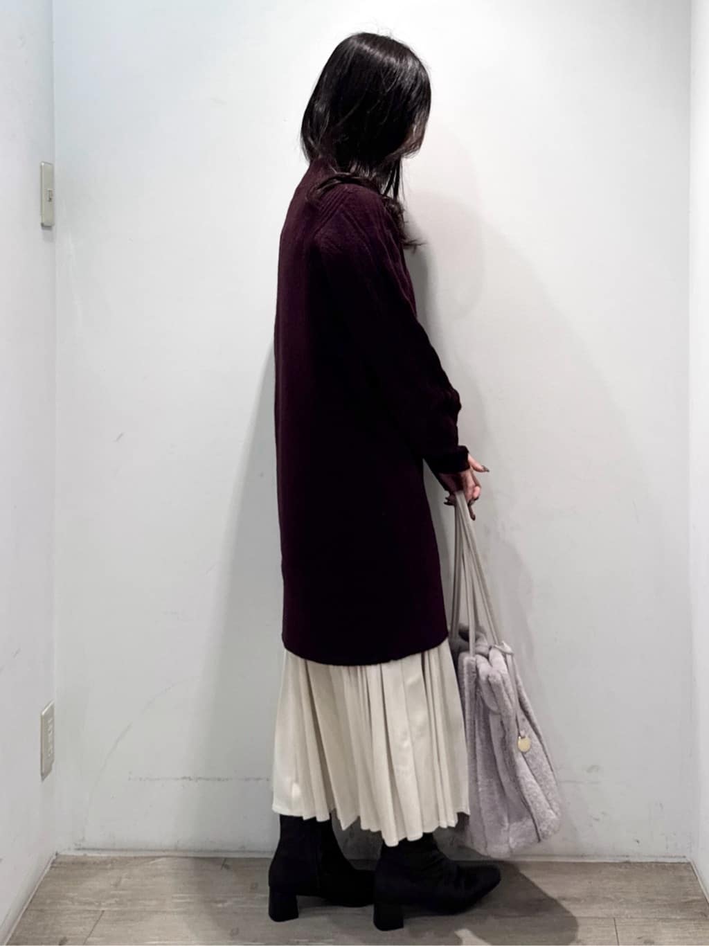 yuicciさんの「OPAQUE.CLIP｜ウール混ケーブルスリーブミニワンピース【洗濯機OK】」を使ったコーディネート