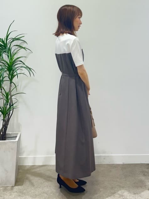 Miwaさんの「UNTITLED｜【きれいめカジュアル/セミフレア】異素材ドッキングワンピース」を使ったコーディネート