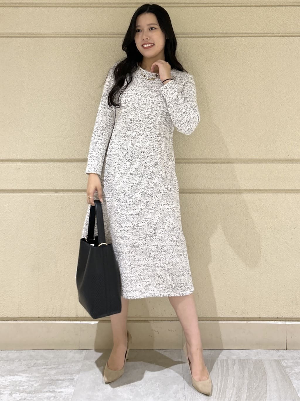Momokaさんの「COUP DE CHANCE｜【手洗い可／日本製】ツイード風ワンピース」を使ったコーディネート