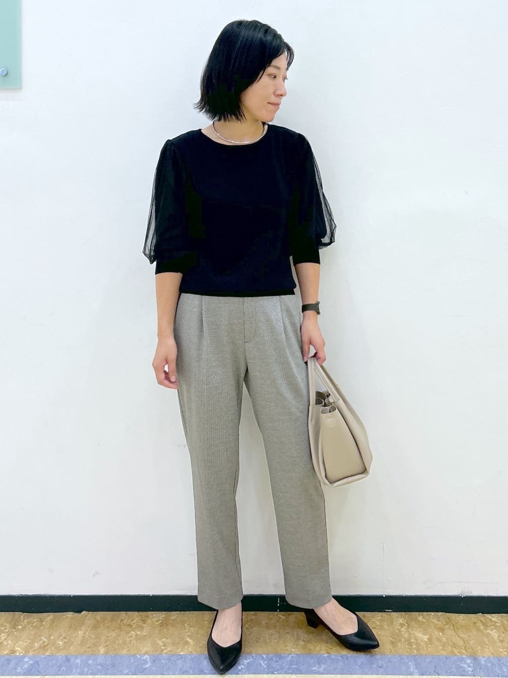su.さんの「index｜《5色展開》マジョリカプリーツスリーブニット【洗濯機洗い可】」を使ったコーディネート