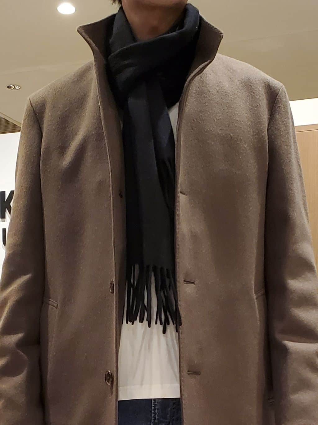 ishidaさんの「TAKEO KIKUCHI｜【ウールカシミヤブレンド】ビーバー調 スタンドカラー コート」を使ったコーディネート
