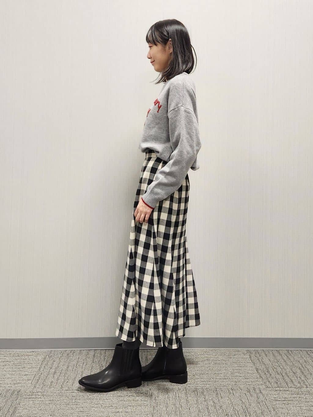 naraさんの「Dessin｜【洗える】ペイント風刺繍入り配色ラインニット」を使ったコーディネート