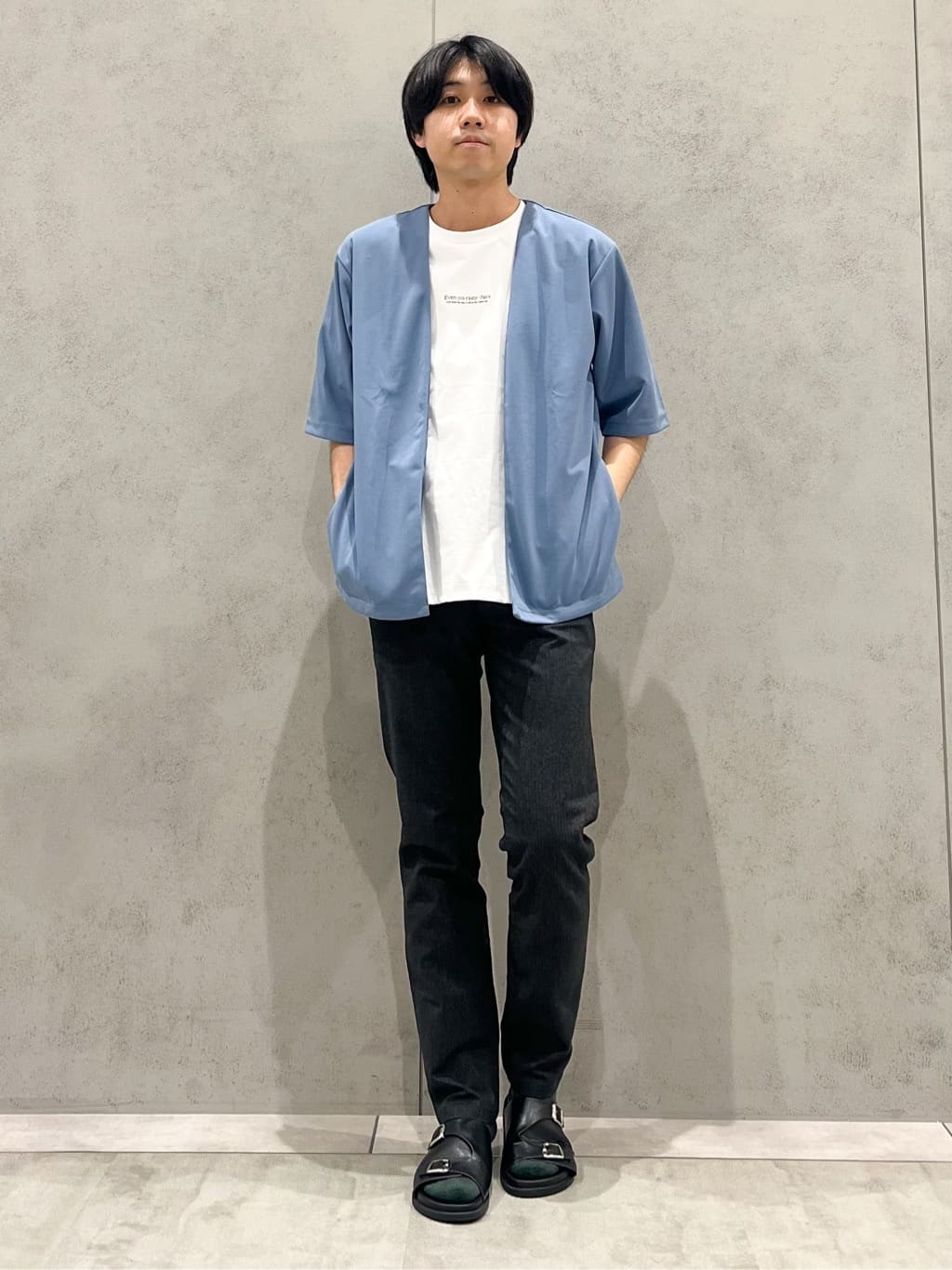 SHI-MAさんの「THE SHOP TK｜五分袖カーディガン+半袖Tシャツセットアイテム 洗濯機OK」を使ったコーディネート
