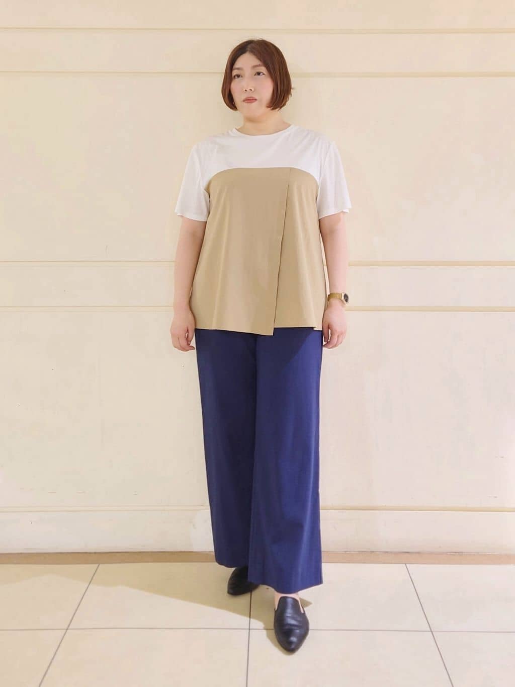Itoさんの「INDIVI｜【デニムライク】マリンボタン リネン混ワイドパンツ」を使ったコーディネート