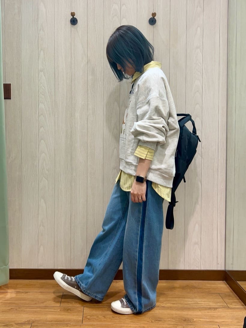 すずさんの「SHOO･LA･RUE｜◆【洗える/S-LL】いろいろ ストライプシャツ」を使ったコーディネート