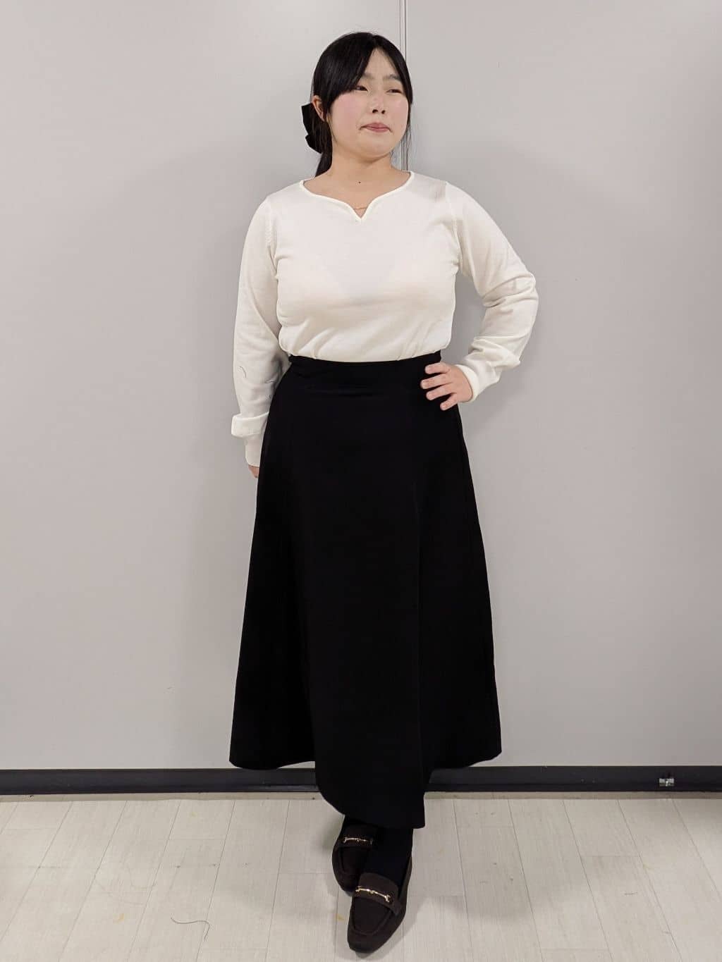 Nonさんの「index｜スクエアトゥニットローファー」を使ったコーディネート