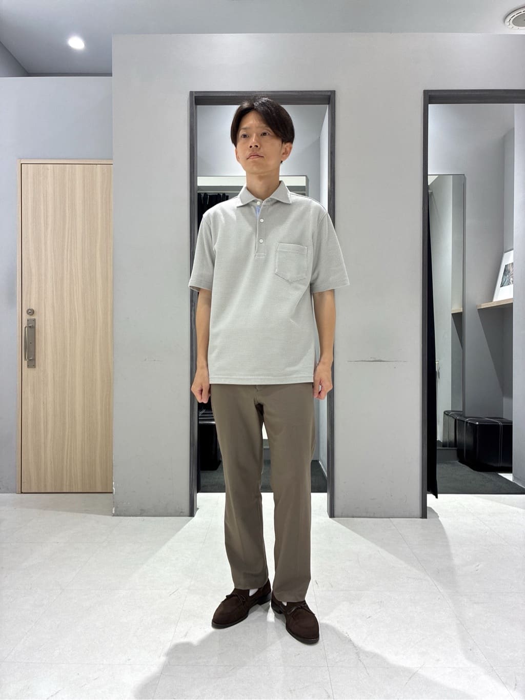 わいずみさんの「TAKEO KIKUCHI｜【抗菌防臭／9色5サイズ展開】ハニカムメランジ ポロシャツ」を使ったコーディネート