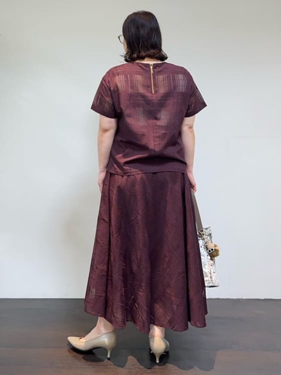 Asamiさんの「UNTITLED｜【セットアップ可/後ろウエストゴム】シアーチェックスカート」を使ったコーディネート