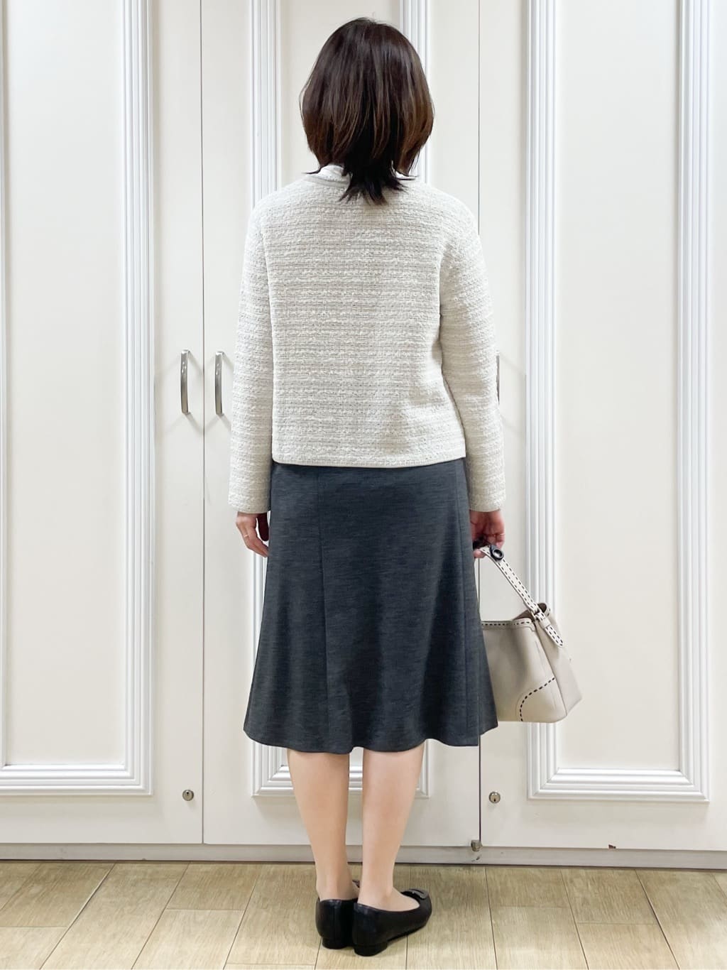めいさんの「Reflect｜【きちんと見え／通勤／セレモニーにおすすめ◎】ドット柄ボウタイブラウス」を使ったコーディネート