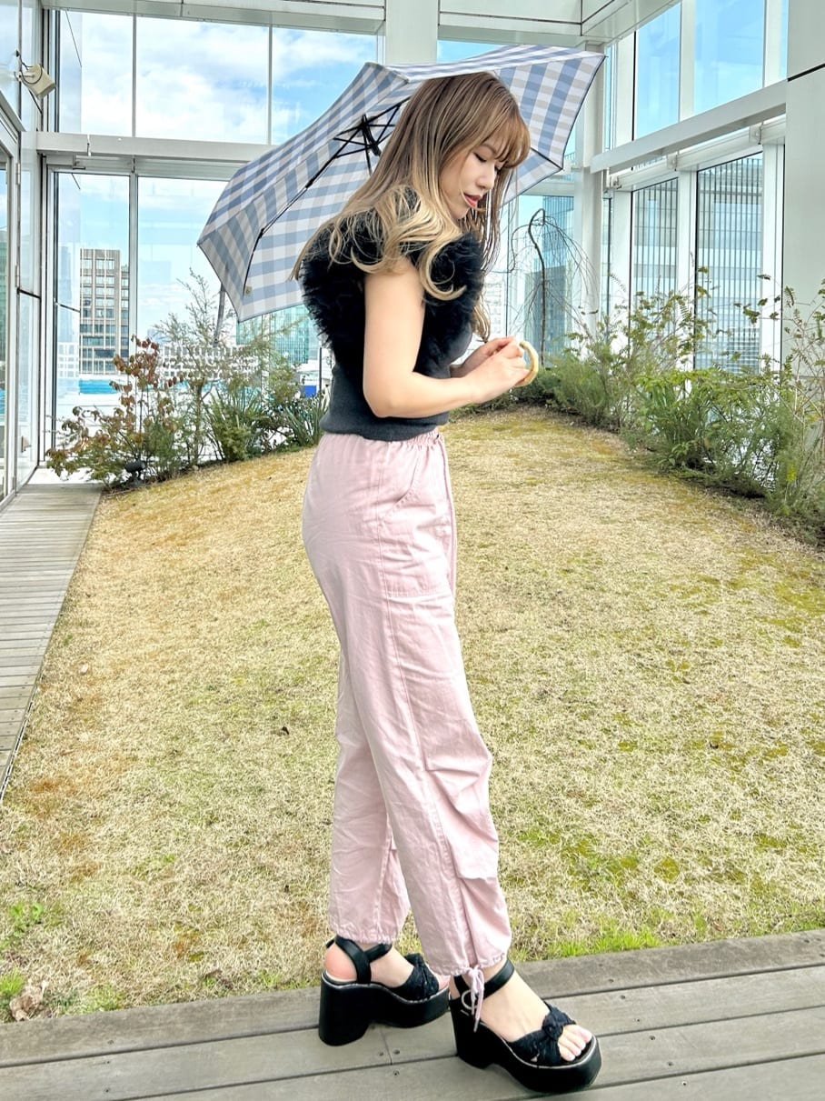 ayaさんの「ESPERANZA｜ギンガムチェックトートバッグ折りたたみ傘 雨傘」を使ったコーディネート