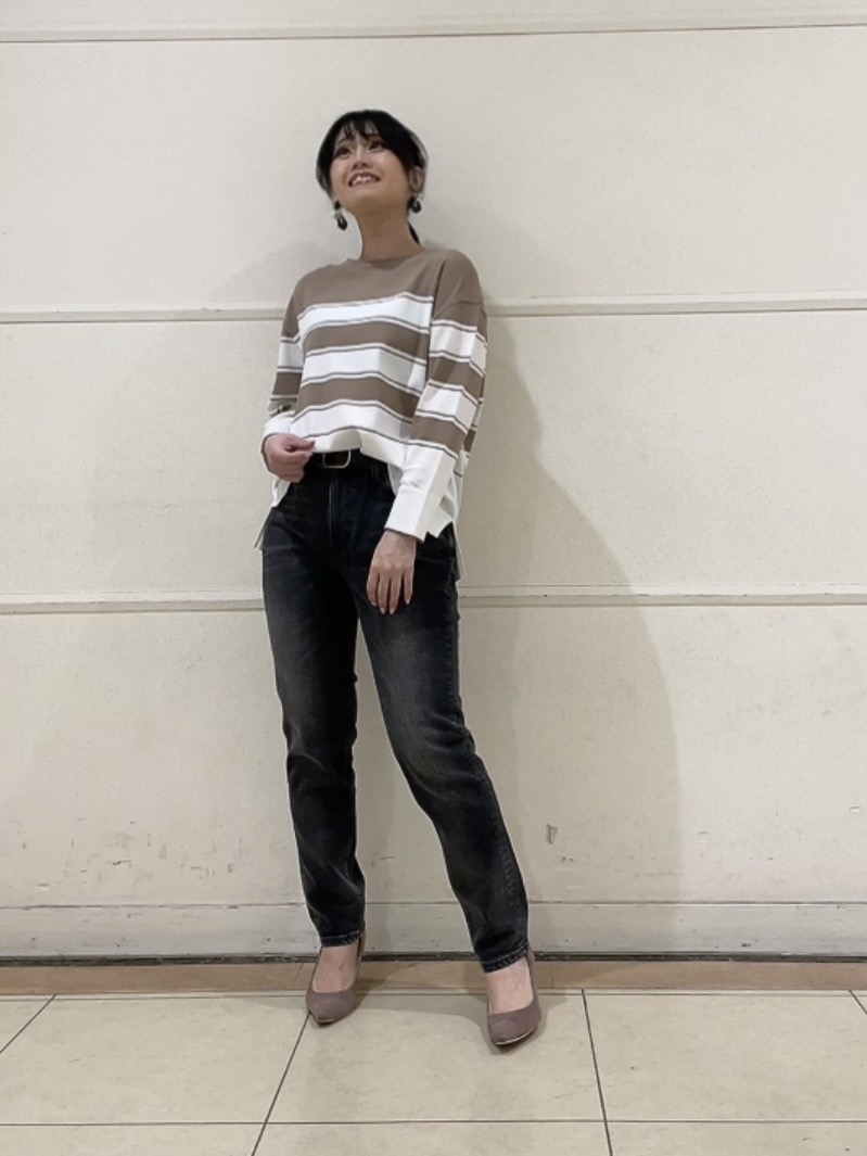 watanabeさんの「UNTITLED｜◆【洗える/ゆったり】ボーダーボートネックニット」を使ったコーディネート